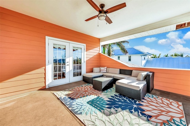 426 Magnolia Ave, Anna Maria, FL 34216 - view of patio / terrace with ceiling fan, outdoor lounge area, and french doors
