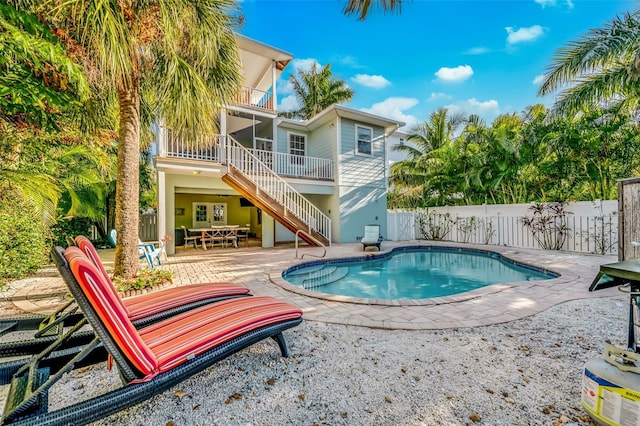 426 Magnolia Ave, Anna Maria, FL 34216 - view of swimming pool with a fenced backyard, a patio area, stairs, and a fenced in pool