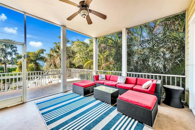 426 Magnolia Ave, Anna Maria, FL 34216 - sunroom with outdoor lounge area and a ceiling fan