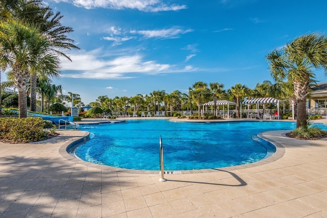 pool featuring a patio area