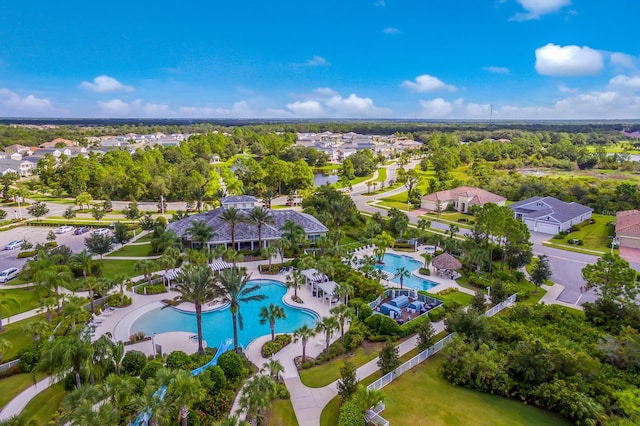 drone / aerial view with a residential view