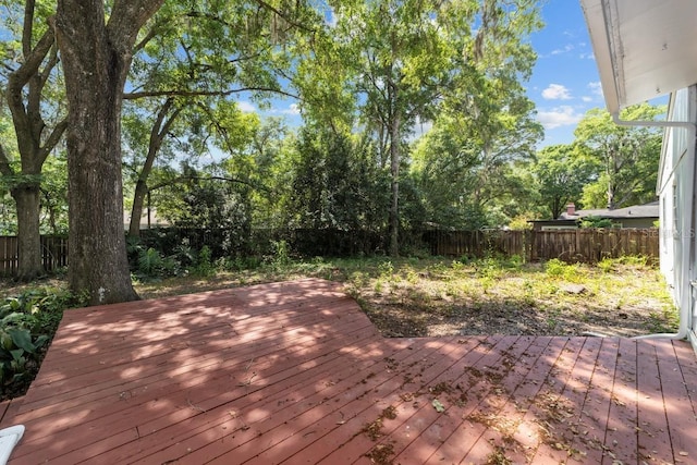 deck featuring a fenced backyard
