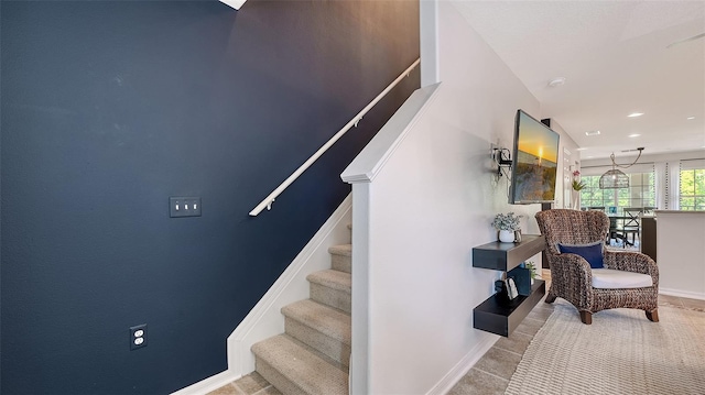 9008 White Sage Loop Unit 3605, Lakewood Ranch, FL 34202 - staircase with baseboards and recessed lighting