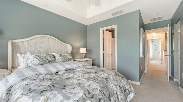 9008 White Sage Loop Unit 3605, Lakewood Ranch, FL 34202 - bedroom featuring baseboards, ceiling fan, visible vents, and light colored carpet