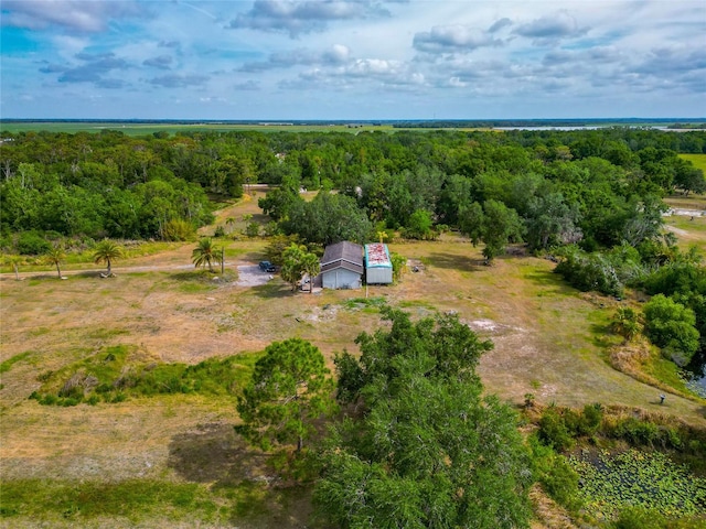 aerial view of property and surrounding area with a forest