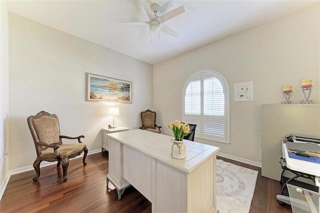 12838 Daisy Pl, Bradenton, FL 34212 - office area with dark wood-style flooring and ceiling fan