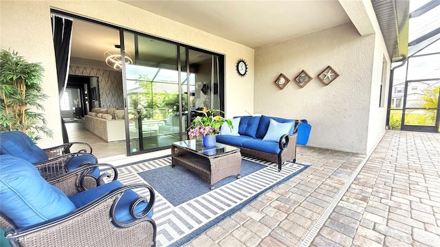 4970 Oyster Pearl St, Lakewood Ranch, FL 34211 - view of patio / terrace with an outdoor living space and a lanai