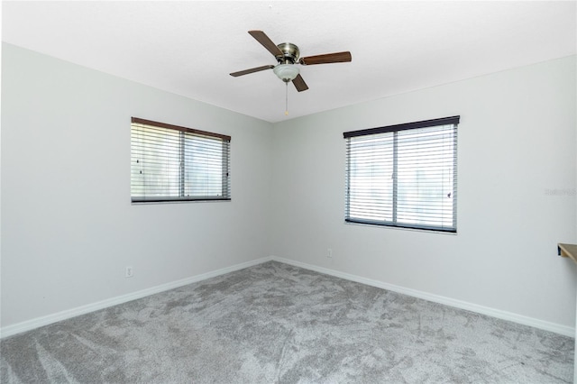 spare room with a wealth of natural light, carpet flooring, and baseboards