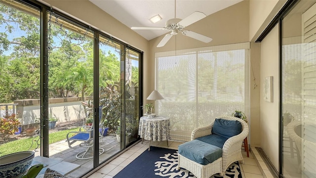 4691 Las Brisas Ln, Sarasota, FL 34238 - sunroom featuring a ceiling fan