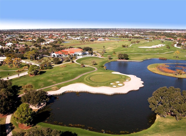 4691 Las Brisas Ln, Sarasota, FL 34238 - bird's eye view with a water view, a residential view, and golf course view