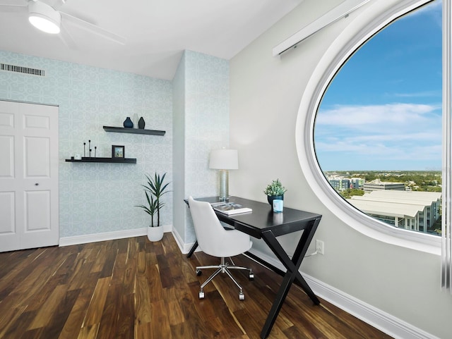 1771 Ringling Blvd Unit 1104, Sarasota, FL 34236 - office with baseboards, visible vents, and wallpapered walls