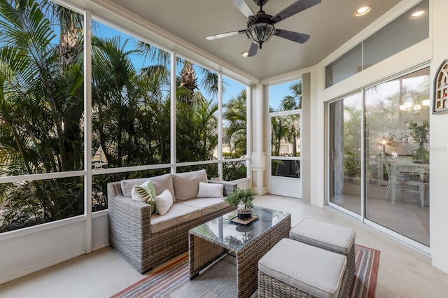 8045 Tybee Ct Unit 8045, University Park, FL 34201 - sunroom / solarium with ceiling fan and an outdoor living space