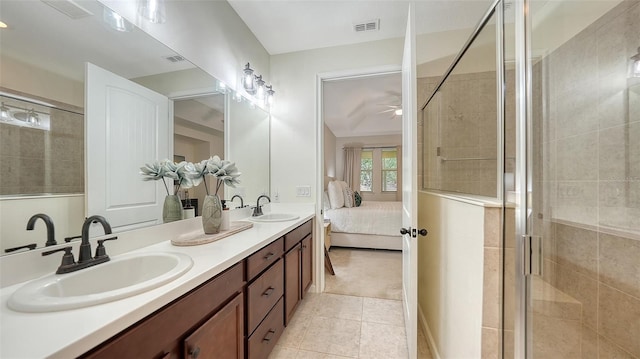 11847 Meadowgate Pl, Lakewood Ranch, FL 34211 - bathroom featuring visible vents, a shower stall, ensuite bath, and a sink