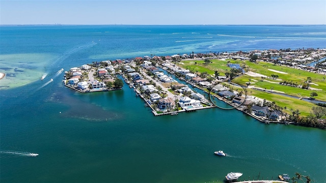 621 Ivanhoe Ln, Holmes Beach, FL 34217 - birds eye view of property featuring a water view and a residential view
