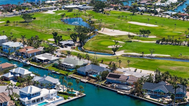 621 Ivanhoe Ln, Holmes Beach, FL 34217 - bird's eye view with a residential view, a water view, and view of golf course