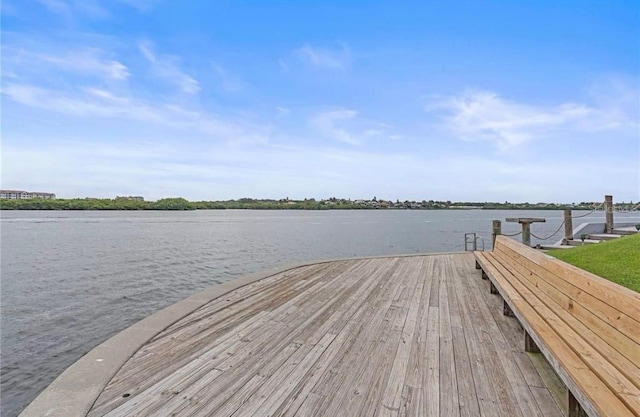 dock area featuring a water view