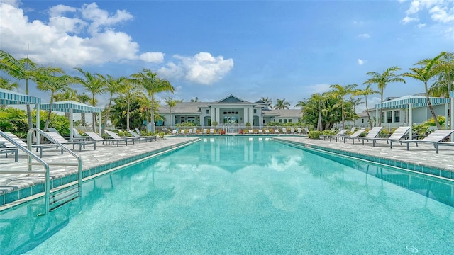 community pool with a patio