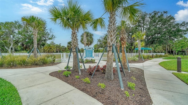 view of play area featuring fence