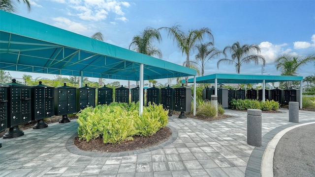 surrounding community with mail area