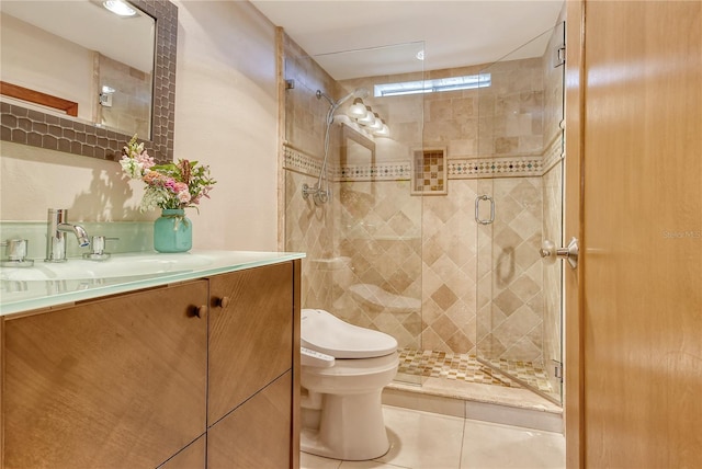 4800 Gulf Of Mexico Dr Unit 205, Longboat Key, FL 34228 - full bathroom featuring vanity, a shower stall, and tile patterned flooring