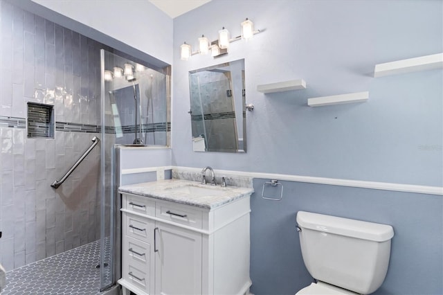 4311 52nd St E, Bradenton, FL 34208 - bathroom featuring vanity, a stall shower, and toilet