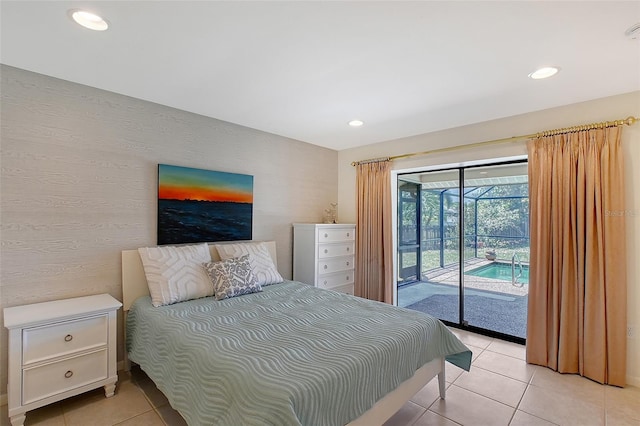 4609 Talbot Pl, Sarasota, FL 34241 - bedroom featuring access to outside, light tile patterned flooring, and recessed lighting