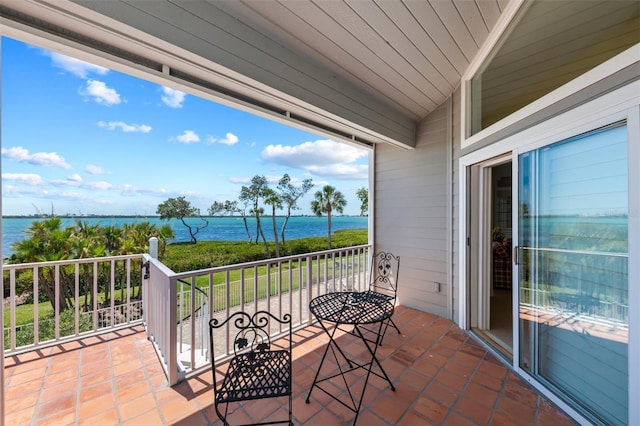 balcony with a water view