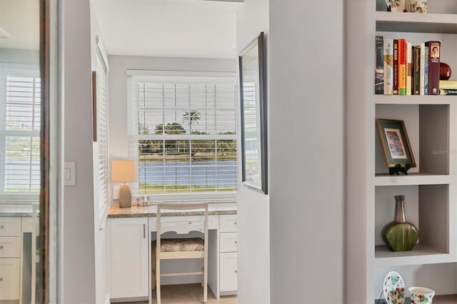 interior space featuring built in study area