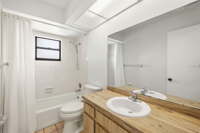 6547 Samoa Dr, Sarasota, FL 34241 - full bathroom with shower / tub combo, toilet, vanity, and tile patterned flooring