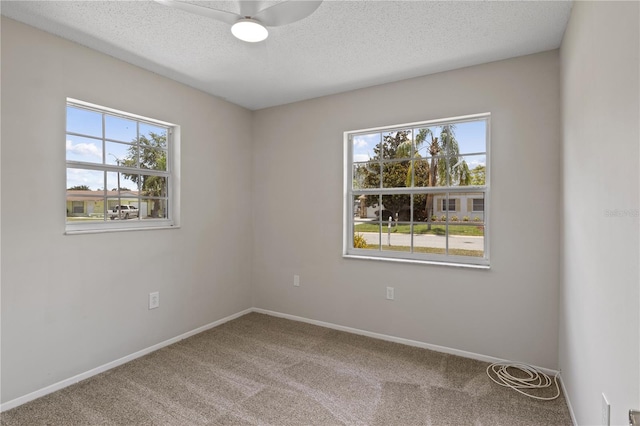 3505 27th Ave W, Bradenton, FL 34205 - carpeted spare room featuring healthy amount of natural light, a ceiling fan, a textured ceiling, and baseboards