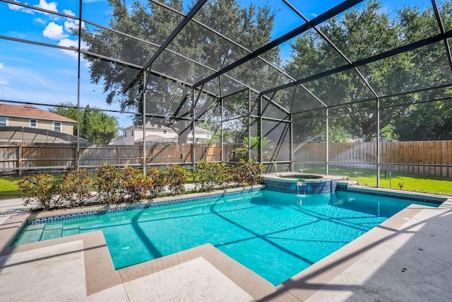 1125 English Garden Ln, Winter Garden, FL 34787 - view of pool with a fenced backyard, a patio, glass enclosure, and a pool with connected hot tub