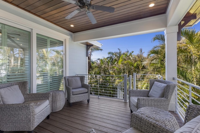 222 Willow Ave, Anna Maria, FL 34216 - wooden terrace featuring ceiling fan