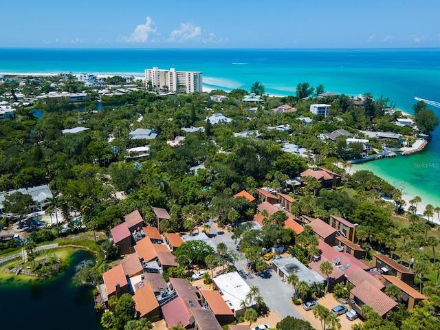 aerial view of a nearby body of water