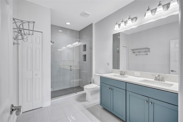 288 Crew Ct, Sarasota, FL 34243 - full bathroom featuring a sink, tile patterned flooring, a shower stall, and visible vents