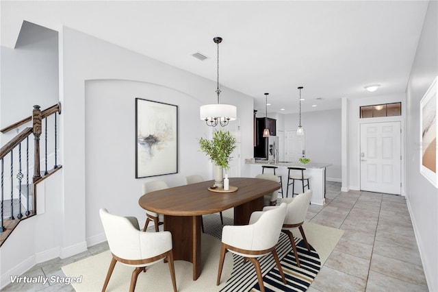 288 Crew Ct, Sarasota, FL 34243 - dining area featuring recessed lighting, baseboards, stairs, and visible vents
