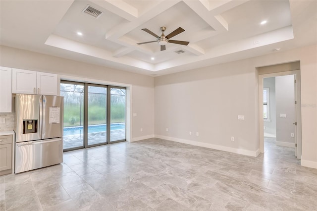 22 Medalist Cir, Rotonda West, FL 33947 - interior space featuring coffered ceiling, visible vents, ceiling fan, and baseboards