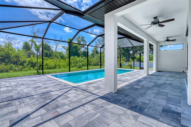 22 Medalist Cir, Rotonda West, FL 33947 - pool featuring a lanai, ceiling fan, and a patio
