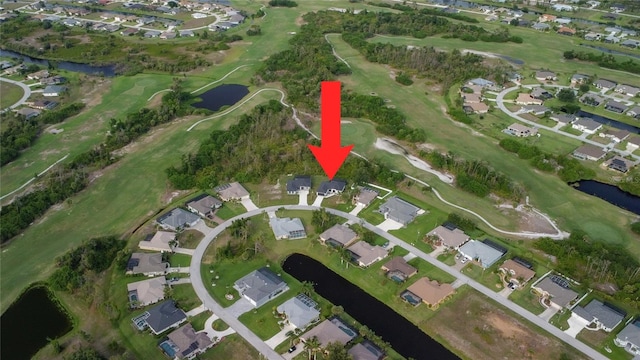 22 Medalist Cir, Rotonda West, FL 33947 - birds eye view of property with a residential view, a water view, and view of golf course