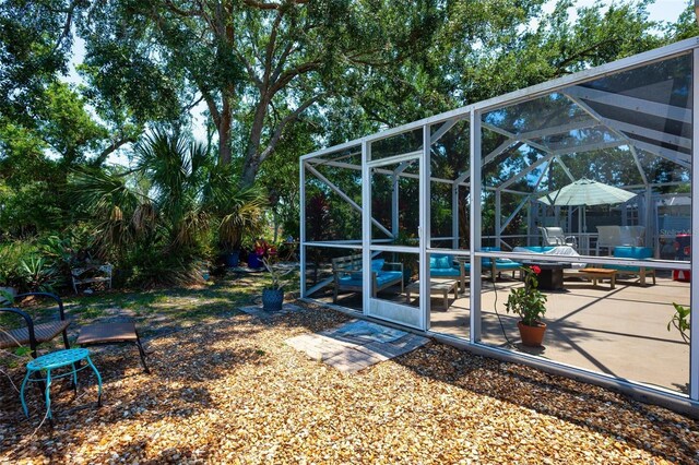 4219 Berkshire Dr, Sarasota, FL 34241 - view of yard with an outdoor pool, a lanai, and a patio