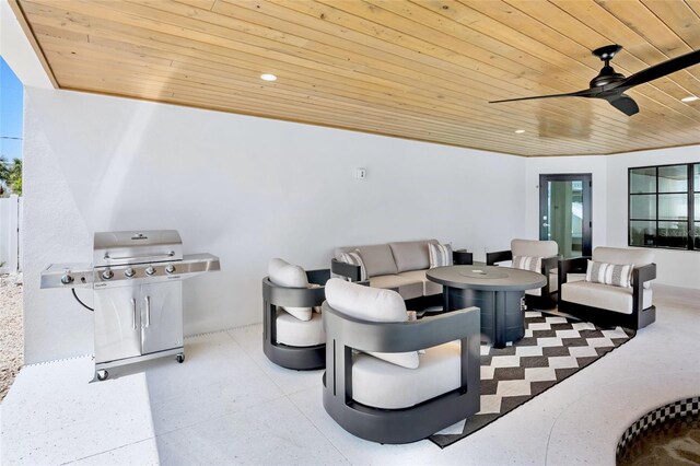 723 S Blvd Of The Presidents, Sarasota, FL 34236 - view of patio featuring an outdoor hangout area, a grill, and ceiling fan