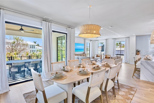 723 S Blvd Of The Presidents, Sarasota, FL 34236 - dining room featuring recessed lighting, visible vents, and light wood-type flooring