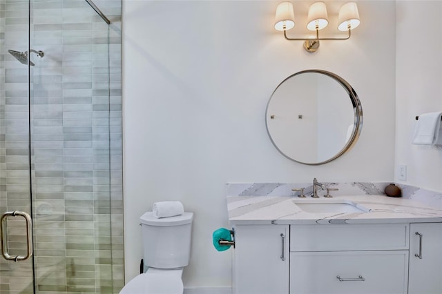 723 S Blvd Of The Presidents, Sarasota, FL 34236 - bathroom featuring toilet, vanity, and a stall shower