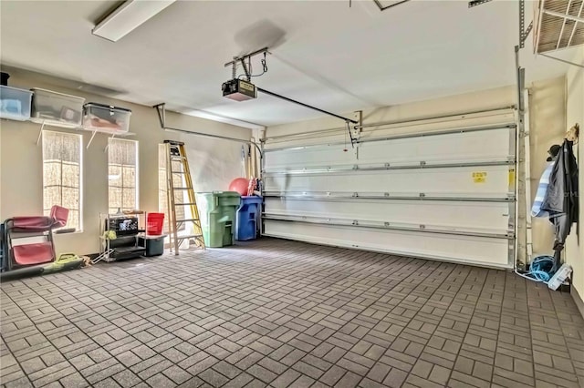 garage with a garage door opener