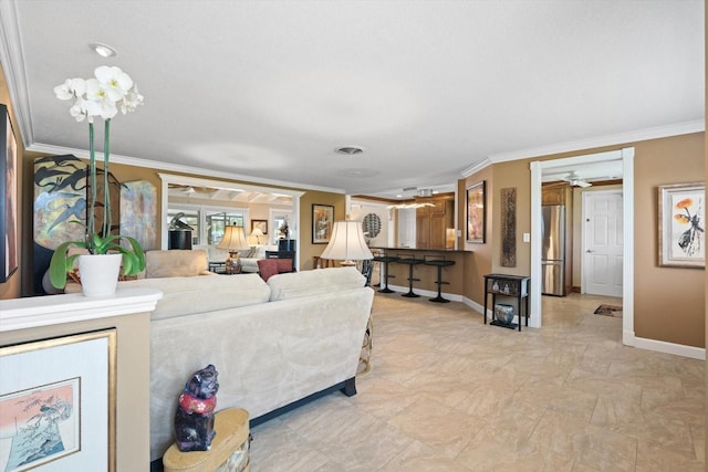 10432 Sandpiper Rd W, Bradenton, FL 34209 - living room with ornamental molding and baseboards