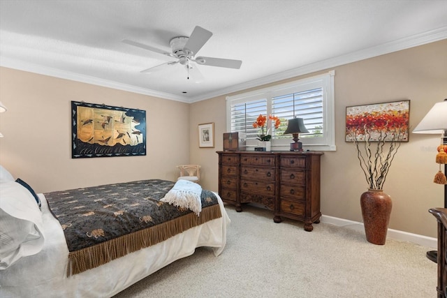 10432 Sandpiper Rd W, Bradenton, FL 34209 - carpeted bedroom featuring ornamental molding, a ceiling fan, and baseboards