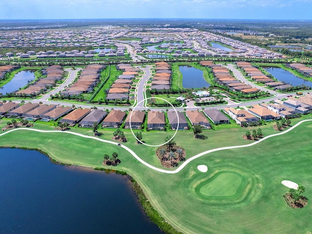 15037 Montello Way, Lakewood Ranch, FL 34211 - drone / aerial view featuring a water view, a residential view, and view of golf course