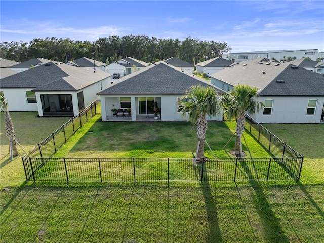 9725 Last Light Gln, Parrish, FL 34219 - rear view of house featuring roof with shingles, a residential view, and stucco siding