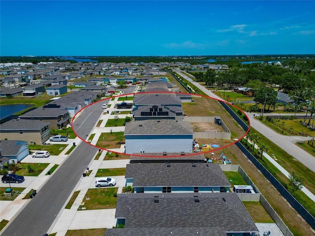 2969 Great Abaco Way, Bradenton, FL 34208 - aerial perspective of suburban area with property parcel outlined and a nearby body of water