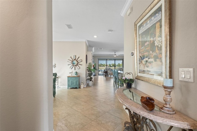 14309 Carolina Sky Pl, Lakewood Ranch, FL 34211 - corridor featuring visible vents and ornamental molding