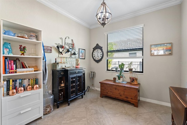 14309 Carolina Sky Pl, Lakewood Ranch, FL 34211 - interior space featuring crown molding, a notable chandelier, and baseboards